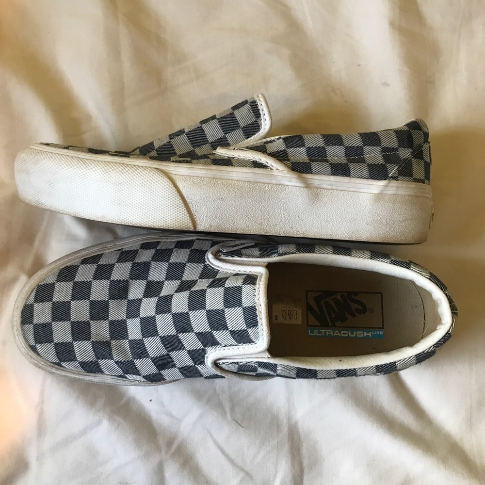 Navy and Black Checkered Vans